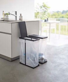 tower スリム蓋付き分別ゴミ袋ホルダー タワー 45L 2個組 ブラック