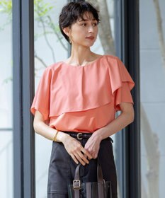 23区 S 【汗じみ防止/洗える】スムースデザイン ラッフルカラー カットソー