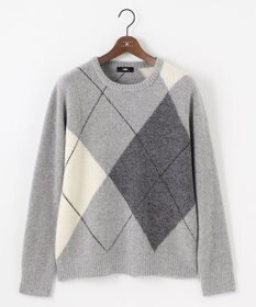 JOSEPH ABBOUD 【インポート素材/ソフトな肌触り/軽量】MOUSSE アーガイル クルーネック セーター