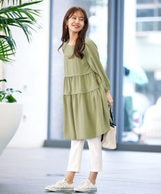 Tiaclasse L 【洗える】ティアードチュニックブラウス