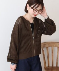 AMERICAN HOLIC 【先行予約】ジップアップメッシュニットカーディガン【WEB限定カラー有り】