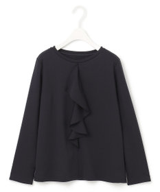 ICB 【洗える】シャイニースムース ドレープフリルカットソー