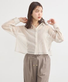 earth music&ecology メッシュストライプショートシャツ