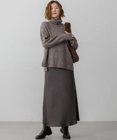 23区 【洗える】ミックスブークレ サイドスリットタートルニット