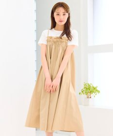 Feroux 【洗える】レイヤード風 ギャザーワンピース