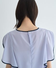 YECCA VECCA 配色ラッフルスリーブブラウス