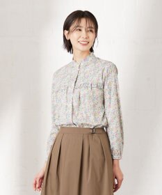 J.PRESS LADIES 【洗える】 LIBERTY Honeydew/Kate&Mil フリルネック ブラウス