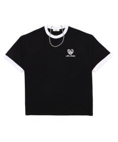 WEGO 【ユニセックス着用ITEM/MLサイズ展開】アクセ付きリンガーグラフィックT（SS）