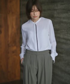 ICB L 【新色追加・WEB限定カラーあり・接触冷感・UVケア・速乾・洗える】BackSatinAmunzen バンドカラーブラウス