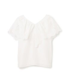 GRACE CONTINENTAL 刺繍ラッフルカラーノースリーブ トップ