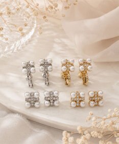 Tiaclasse 【金属アレルギー対応】パールクロスピアス・イヤリング