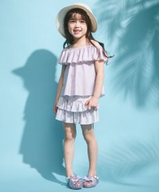 ANY KIDS ギンガムチェック×花柄セパレート水着