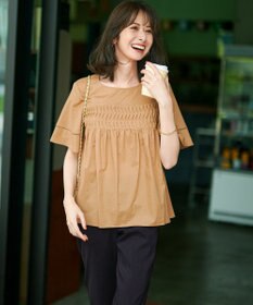23区 【WEB&一部店舗限定】コットンローン ピンタック フレア ブラウス