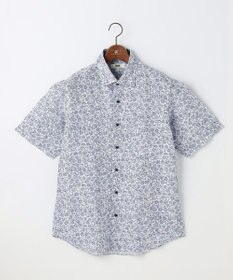 JOSEPH ABBOUD 【清涼・リネンブレンド】コットンリネン ボイルフラワープリント 半袖シャツ