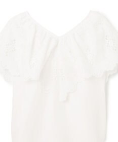 GRACE CONTINENTAL 刺繍ラッフルカラーノースリーブ トップ