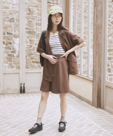 earth music&ecology 【セットアップ対応】ウエストリボンバミューダパンツ