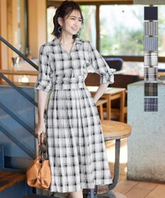 Tiaclasse 【洗える】小顔効果も期待できるスキッパーシャツワンピース