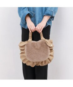 UNBILLION カシュカシュ cachecache / 下がりリボンエコファーコンビラウンドトート