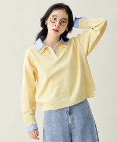 ANY L ファブリックコンビスキッパーニット