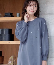 Tiaclasse 【洗える】パール付きニットチュニック