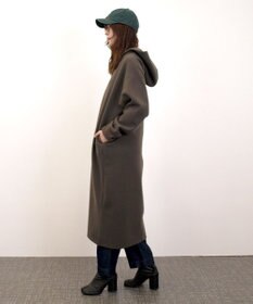 J.PRESS YORK STREET 【WOMEN】ウールライクジャージー フーデットロング ワンピース
