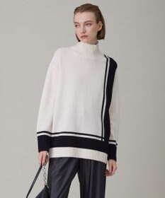 ICB 【洗える】 ソフトカシミヤミックス ライン柄ニット