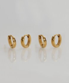 Phoebe 【金属アレルギー対応】ワンタッチメタルフープミニペアピアス  ゴールド/BOX付き