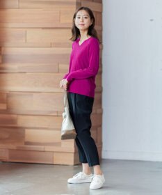 ANY 【洗える】Vネック リブニット