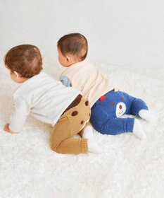 MIKI HOUSE HOT BISCUITS 【70-100cm】 シュクリーム素材 顔ドン あったかベビースパッツ