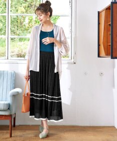 Tiaclasse クロシェ編み配色ニットスカート