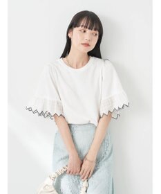 earth music&ecology 配色スカラップスリーブＴＥＥ