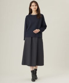 自由区 S 【洗える】パールディティールプルオーバー ニット