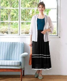 Tiaclasse クロシェ編み配色ニットスカート