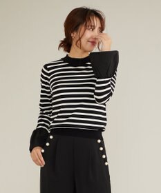 Feroux 【洗える】袖フレアボーダー ニット