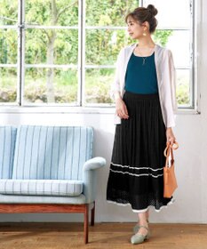 Tiaclasse クロシェ編み配色ニットスカート