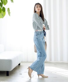 Tiaclasse 【洗える】リボン付きタックフレア袖ブラウス