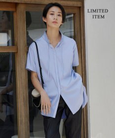 ICB 【WEB限定】ブラウスライクスムース スタンドカラーカットソー