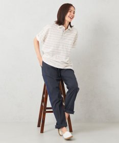 JOSEPH ABBOUD MOUNTAIN 【SPACE／UNISEX】クイックドライ リネンハニカムボーダーポロシャツ