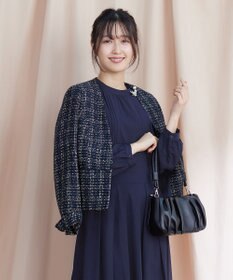 Tiaclasse L 【洗える】ラメチェックツイードジャケット