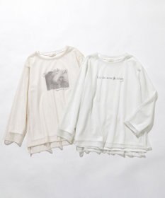 ANY SIS L 【貴島明日香さんコラボ】チュールレイニャード猫 Tシャツ
