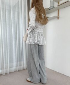 WEGO 【ウエストゴム】レースレイヤードスウェットパンツ