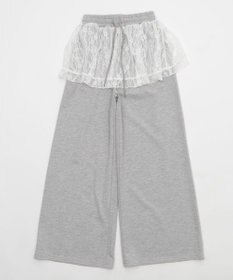 WEGO 【ウエストゴム】レースレイヤードスウェットパンツ