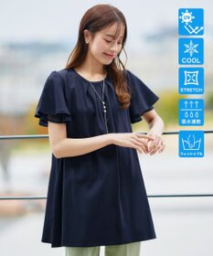 Tiaclasse 【UVケア・接触冷感】“あまラク” シフォンフレアスリーブカットソーチュニック