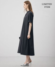 ICB L 【先行予約・WEB限定・丈が選べる】ナチュラルストレッチタフタ 5分袖ワンピース