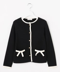 Feroux バイカラーリボンニット カーディガン