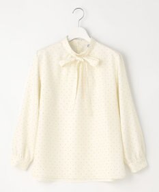 J.PRESS LADIES 【洗える・吸水速乾】 ライトアムンゼンドットPT リボン ブラウス