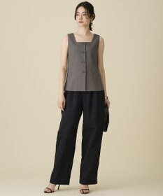 自由区 【セットアップ対応】リネンライクシンセティックノースリーブ ブラウス