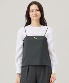 自由区 【セットアップ対応・接触冷感・洗える】リネンライクシンセティックキャミ ビスチェ