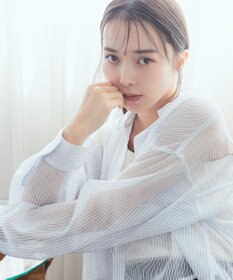 earth music&ecology メッシュストライプショートシャツ