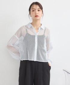 earth music&ecology メッシュストライプショートシャツ